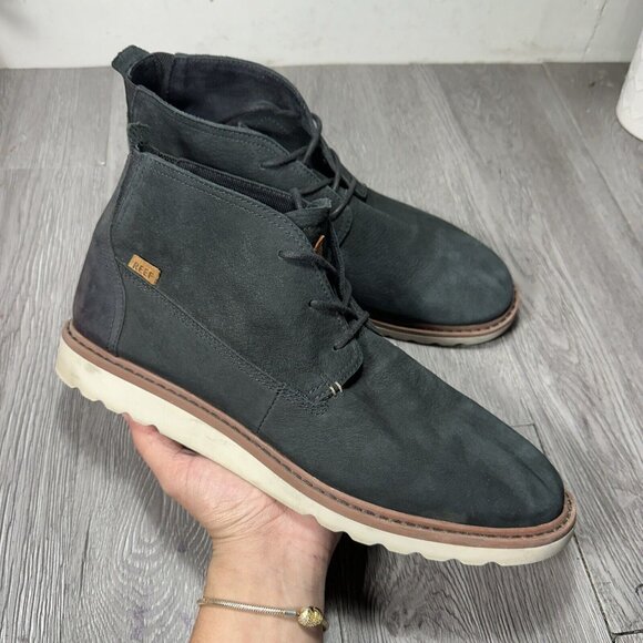 Reef Voyage Chukka Boot Men's Sz 12  US Black Leather Casual Comfort - Picture 1 of 9